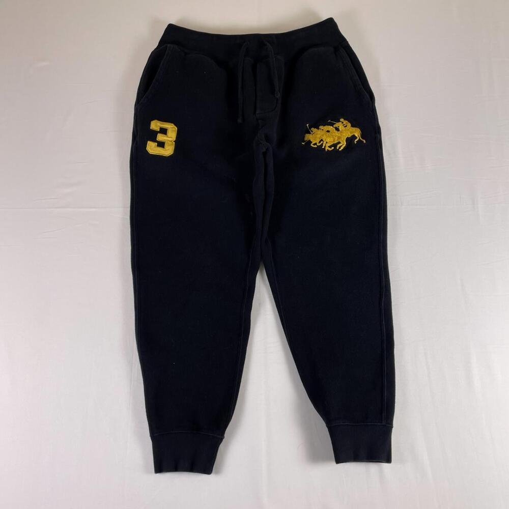 Polo Ralph Lauren Gold Big Triple Pony 3 Joggers S Black